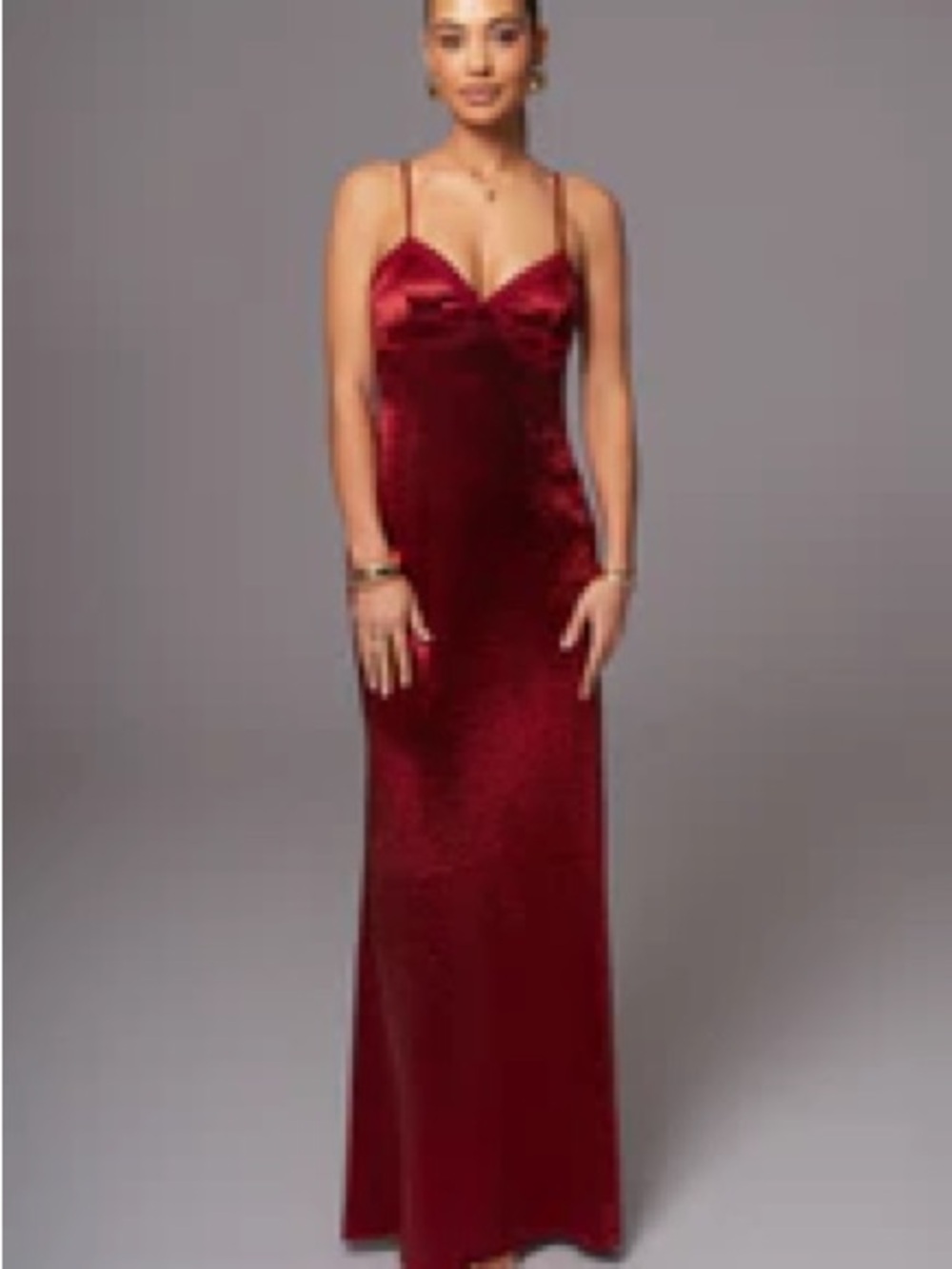 Red Surreal satin maxi dress